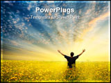 PowerPoint Template - fman standing in the field before sunset