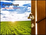 PowerPoint Template - Freedom. Open door to green field and blue sky