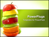 PowerPoint Template - Fresh cut fruits stacked are isolated on a white background