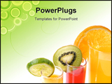 PowerPoint Template - a glass of orange juice with cut fruits