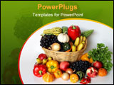 PowerPoint Template - Basket of autumn harvest vegetable and fruits