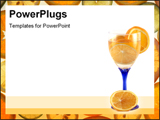 PowerPoint Template - fruit on a white background, oranges in glass with juice on white background