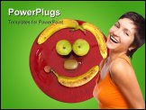 PowerPoint Template - Face created on a plate of fruit