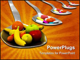 PowerPoint Template - Healthy nutrition instead of a spoon of pills - concept - 3d render - Isolated