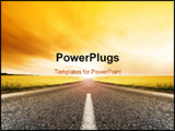 PowerPoint Template - Road traveling through a Canola Field at Sunset