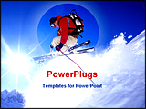 PowerPoint Template - Skier jumping on snowy hill
