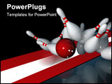 PowerPoint Template - 3d illustration Bowling lane with bowling ball and skittles