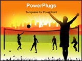 PowerPoint Template - Peoples play on volleyball on nature summer