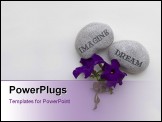PowerPoint Template - Here is a photo of several garden ornament stones with the words imagine and dream on them.