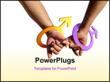 PowerPoint Template - two gay men holding hands with male symbol as bracelets.