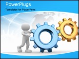 PowerPoint Template - 3d people - human character person and a gear mechanism.