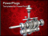 PowerPoint Template - 3D illustration of the internals of a manual gearbox.