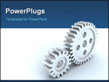 PowerPoint Template - 3d image. Small and big gears from silver.