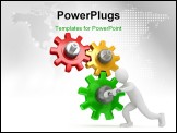 PowerPoint Template - Gears over white background . 3d rendered image