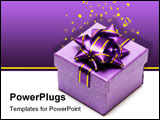 PowerPoint Template - violet gift box isolated on white background