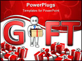 PowerPoint Template - a man give a gift box between big characters