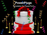 PowerPoint Template - White gift box on podium. Isolated 3D image