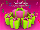 PowerPoint Template - 3d rendered illustration Christmas gift box gren pink isolated on white background