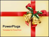 PowerPoint Template -  christmas illustration of a gift wrapped present with a detailed bow with bells and holly attached