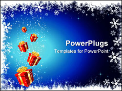 PowerPoint Template - Christmas gifts on a background of snowflakes and stars