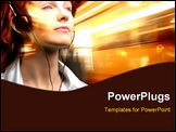 PowerPoint Template - girl listening to music with earphones on a light background