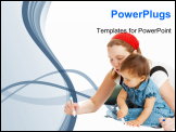 PowerPoint Template - Mother and baby girl drawing on the floor