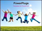 PowerPoint Template - Happy girls jumping for joy with blue sky in the background