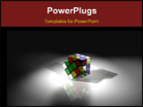 PowerPoint Template - A lone glass rubix cube dominates person tyring to solve it. No Success.