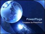 PowerPoint Template - Blue glass globe with reverberation on dark background for your notes