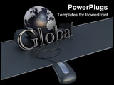 PowerPoint Template - 3D-rendering of a world globe a computer mouse and the world global in grey black and silver shades