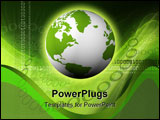 PowerPoint Template - 3d rendering of a green translucent globe with a floating world map in the background