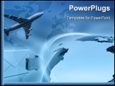 PowerPoint Template - Image depicting global business with globe email envelope and aeroplane