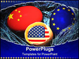 PowerPoint Template - blue nest with global economy chicken eggs