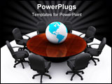 PowerPoint Template - Conceptual conference table with Earth globe - 3d render