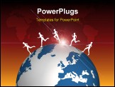 PowerPoint Template - Illustration of five people running across the earth