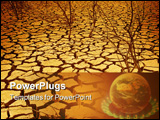PowerPoint Template - Dried cracked earth with dead trees representing the effects of global warming and climate change.