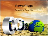 PowerPoint Template - CO2 pollution in 3Ds style. Globe in tilt for excessive pollutions.