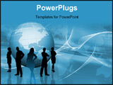 PowerPoint Template - Silhouettes of a business team on abstract globe background
