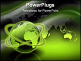 PowerPoint Template - 3d rendering of a green translucent globe with a floating world map in the background