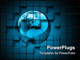 PowerPoint Template - d illustration of a glossy earth floating inside a broken grid pattern of transparent blocks above 