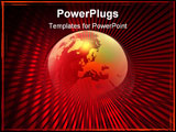 PowerPoint Template - d illustration of a transparent glossy earth embedded into a complex radial structure of glowing re