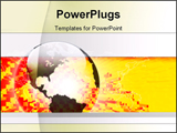 PowerPoint Template - d illustration of a gray red and orange pixel background with a simple globe and world map placed o