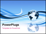 PowerPoint Template - glass Globe on abstract blue wave background