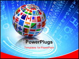 PowerPoint Template - Flags Globe on Binary Code Background Original Vector Illustration