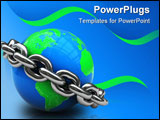 PowerPoint Template - abstract 3d illustration of earth globe with steel chain