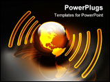 PowerPoint Template - d illustration of a glowing orange earth with glowing transparent sound/energy waves radiating from