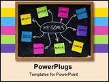 PowerPoint Template - mind map created on blackboard with colorful crumpled sticky notes and white chalk