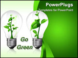 PowerPoint Template - Three light bulbs with green sprout inside