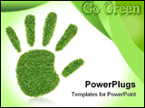 PowerPoint Template - real grass hand print isolated on white background