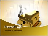 PowerPoint Template - 3d man with gold bricks isolated on white
